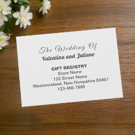 Tarjeta De Recepción Registro de regalos de boda en blanco y negro