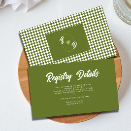 Tarjeta De Recepción Registro de regalos de boda en verde oliva retro