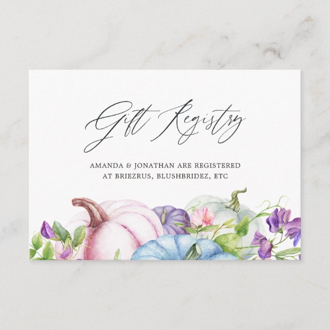 Tarjeta De Recepción Registro de regalos de boda floral de otoño (Anverso)