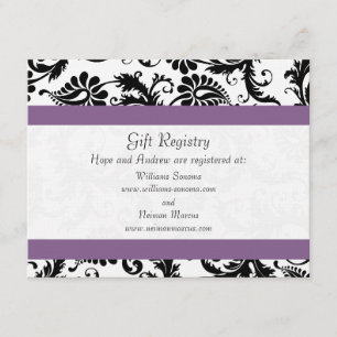 Tarjeta De Recepción Registro de regalos de boda Grape Trim Black Damas