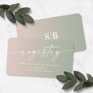 Tarjeta De Recepción Registro de regalos de boda Ombre rosa y verde