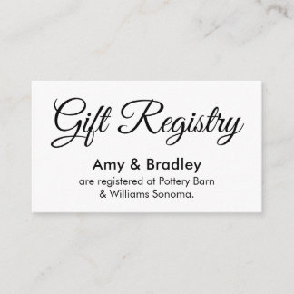 Tarjeta De Recepción Registro de regalos de boda simple y elegante