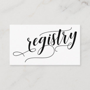 Tarjeta De Recepción Registro de regalos de boda, tipografía de guión e