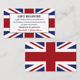 Tarjeta De Recepción Registro de regalos de Bodas británicos Union Jack