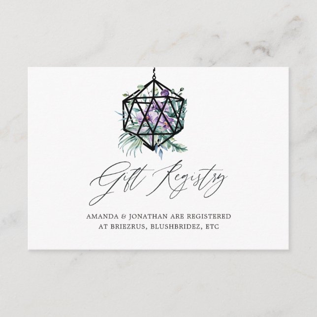Tarjeta De Recepción Registro de Regalos de Bodas Florales de Terrario  (Anverso)