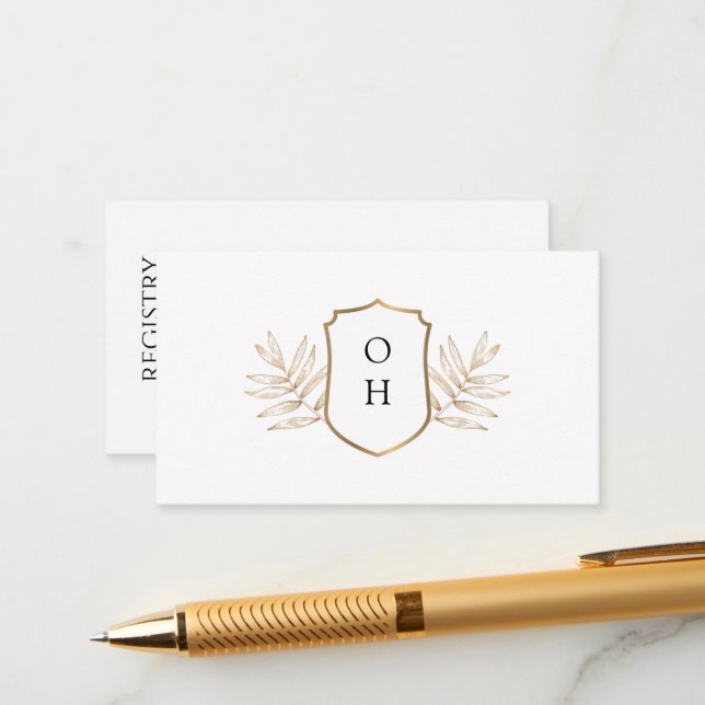 Tarjeta De Recepción Registro de regalos de Bodas tropicales | Monogram (Anverso/Reverso In Situ)