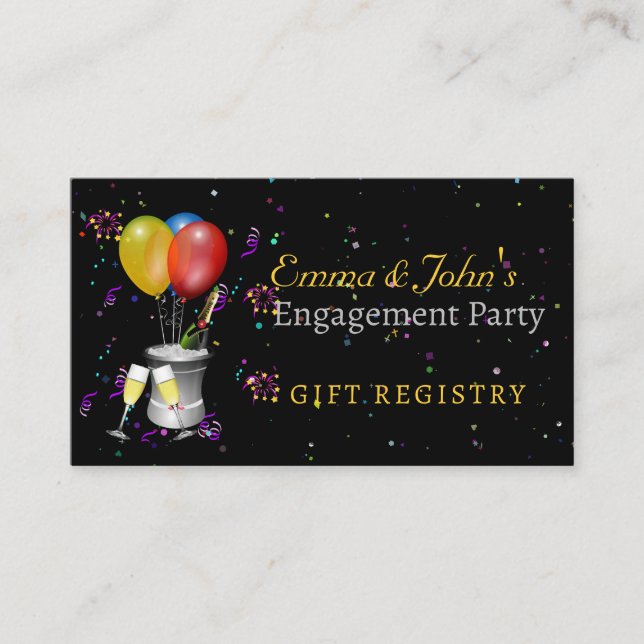 Tarjeta De Recepción Registro de regalos de burbujas de celebración del (Anverso)