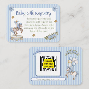 Tarjeta De Recepción Registro de regalos de caballo de carrusel azul