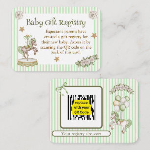 Tarjeta De Recepción Registro de regalos de caballo de carrusel verde