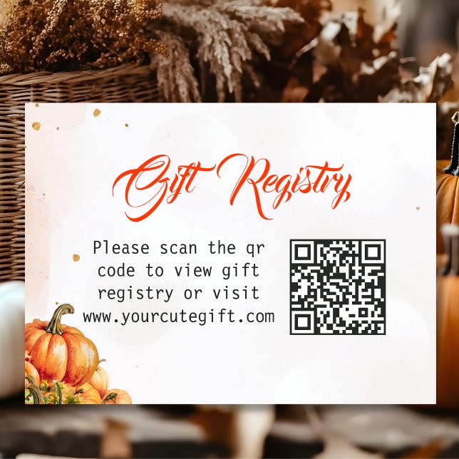 Tarjeta De Recepción Registro de regalos de calabaza de otoño Código QR (Subido por el creador)