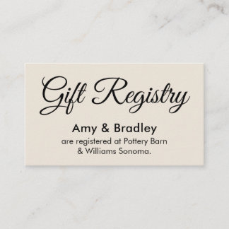 Tarjeta De Recepción Registro de regalos de crema Boda simple y elegant