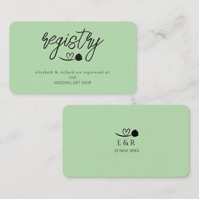 Tarjeta De Recepción Registro de Regalos de Despedida de Soltera Simple (Anverso / Reverso)