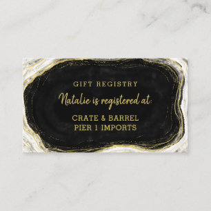 Tarjeta De Recepción Registro de regalos de ducha Geoda Negro Blanco y 