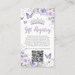 Tarjeta De Recepción Registro de regalos de Quinceañera floral lavanda 
