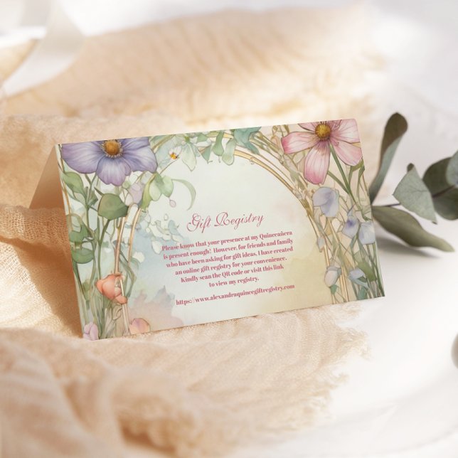 Tarjeta De Recepción Registro de regalos de Quinceanera floral rosa de  (Subido por el creador)