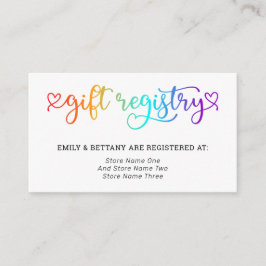 Tarjeta De Recepción Registro de regalos de Rainbow Cute Hearts Boda LG