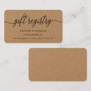 Tarjeta De Recepción Registro de regalos de Rustic Kraft Script
