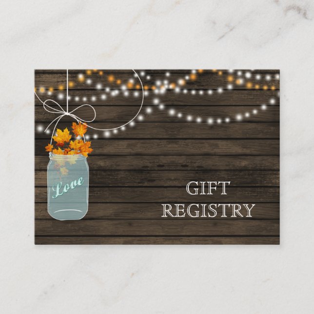Tarjeta De Recepción Registro de regalos de tarros de máscaras de otoño (Anverso)