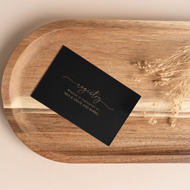 Tarjeta De Recepción Registro de regalos del Boda Black Gold Classic (Subido por el creador)