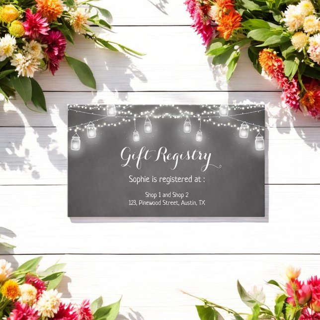 Tarjeta De Recepción Registro de regalos del boda Black Mason Jar (Subido por el creador)