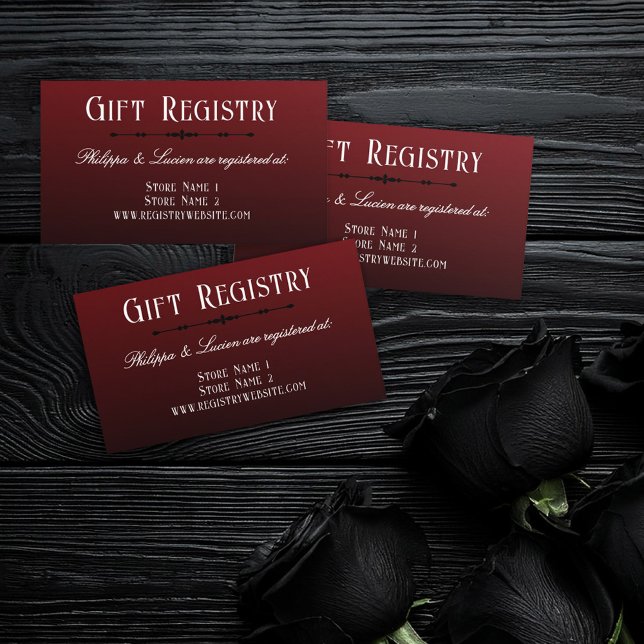 Tarjeta De Recepción Registro de regalos del Boda de Gótico rojo negro (Subido por el creador)