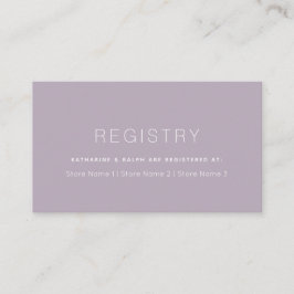 Tarjeta De Recepción Registro de regalos del Boda Lilac Dusty Moderno y