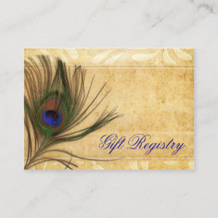 Tarjeta De Recepción Registro de regalos del boda Rustic Peacock Feathe