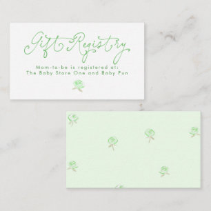Tarjeta De Recepción Registro de regalos floral verde caprichoso minima