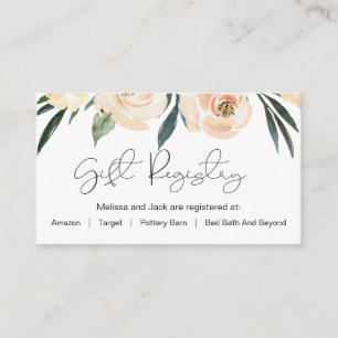 Tarjeta De Recepción Registro de regalos florales Ducha de novia Tarjet