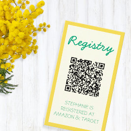Tarjeta De Recepción Registro de regalos fresco de boda en amarillo y v