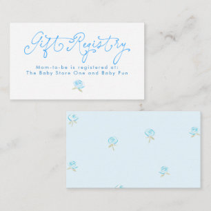 Tarjeta De Recepción Registro de regalos minimalista floral azul capric