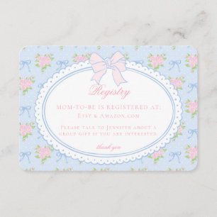 Tarjeta De Recepción Registro de regalos para bebé con flores elegantes
