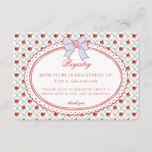 Tarjeta De Recepción Registro de regalos para bebé con flores elegantes