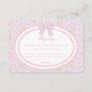 Tarjeta De Recepción Registro de regalos para bebé con flores vintage e