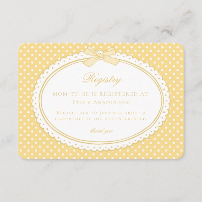 Tarjeta De Recepción Registro de regalos para bebé Coquette de gingham  (Anverso)