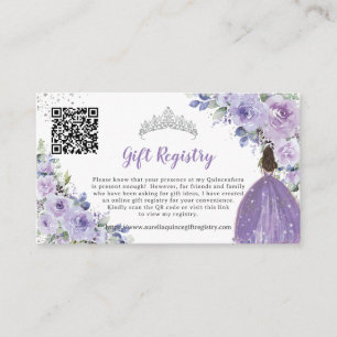 Tarjeta De Recepción Registro de Regalos Purple Lilac Floral Quinceañer