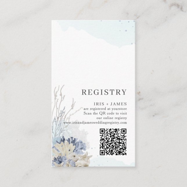 Tarjeta De Recepción Registro de Regalos QR del Boda Náutico Boho Moda  (Anverso)