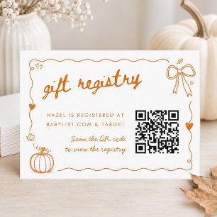 Tarjeta De Recepción Registro de regalos QR para Baby Shower con temáti