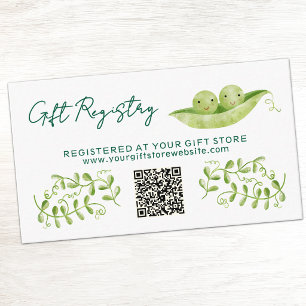 Tarjeta De Recepción Registro de regalos QR para baby shower de gemelos