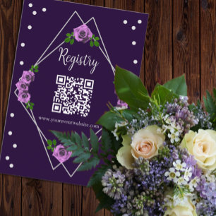 Tarjeta De Recepción Registro de suero geométrico morado Rosa plateado