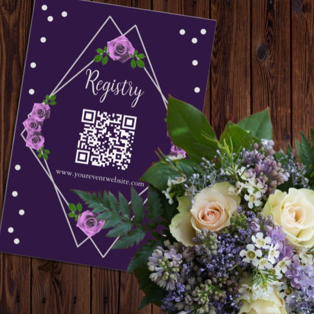 Tarjeta De Recepción Registro de suero geométrico morado Rosa plateado  (Subido por el creador)