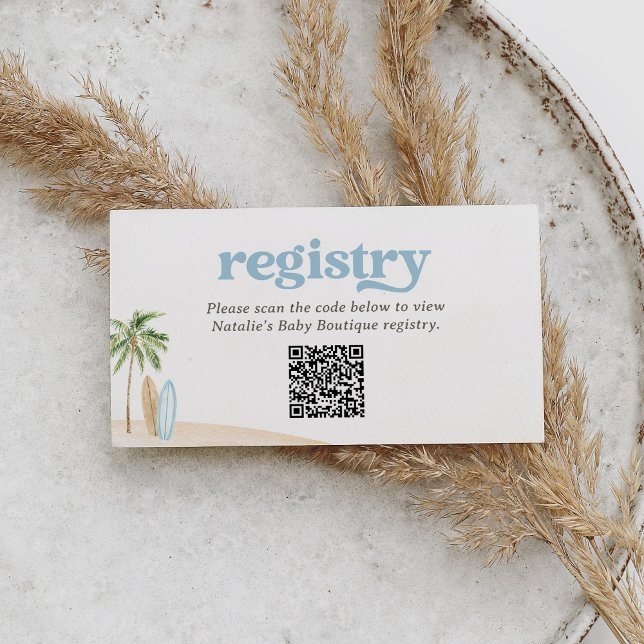 Tarjeta De Recepción Registro de Surf Beach Baby Shower (Subido por el creador)