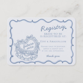 Tarjeta De Recepción Registro de tartas de coqueta de corazón retro azu