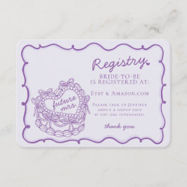 Tarjeta De Recepción Registro de tartas de coqueta morado retro Inserta