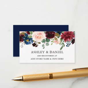 Tarjeta De Recepción Registro del Boda azul floral de acuarela