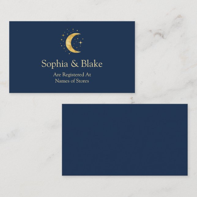 Tarjeta De Recepción Registro del Boda nocturno Crescent Moon Starry (Anverso / Reverso)