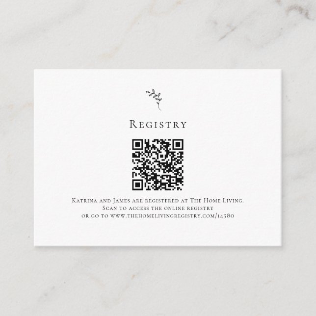 Tarjeta De Recepción Registro en línea Código QR Boda mínimo Elegante (Anverso)