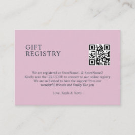 Tarjeta De Recepción Registro GIFT de código Dusty Rosa Mauve QR