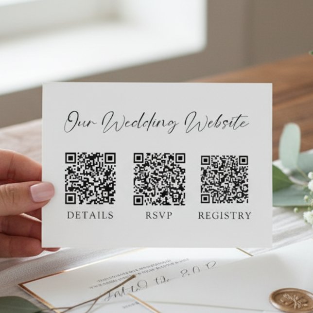 Tarjeta De Recepción Registro mínimo de regalos de Boda QR Code RSVP (Subido por el creador)