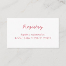 Tarjeta De Recepción Registro mínimo de Rubor Pink Baby Shower